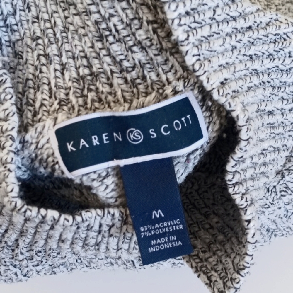 Set Of 2 Karen Scott Long Sleeve Knit Sweaters 1x Teal Blue M & 1x Grey Sweater - Picture 8 of 13